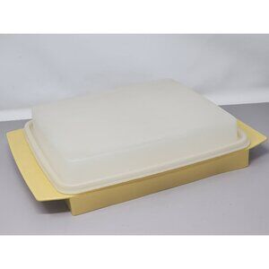 Tupperware Vintage Yellow & White Rectangle Deviled Egg Carrier‎